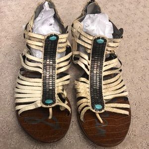 Sam Edelman Beige Leather Stone Gladiator sandal